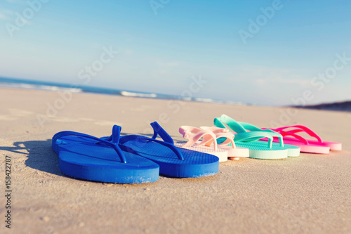 Colorful Sandals At The Beach Stock Photo And Royalty Free Images Colorful Sandals At The Beach