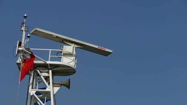Passenger ships mast.tanker,yacht,boat,Chinese national flag.