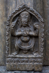 Ancient Hindu Goddess Stone Sculpture Nepal.
