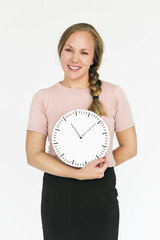 Woman Smiling Happiness Time Management Portrait Concept