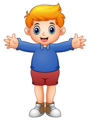 Cute boy cartoon in blue shirts