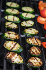Fresh grilled summer vegetables zucchini on a bbq barbecue grill