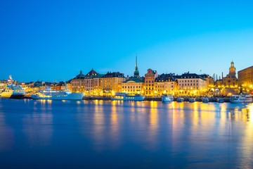 Gamla Stan at night in Stockholm city, Sweden.