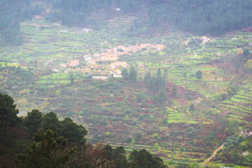 Rural landscapes in the foothills of Serra da Estrella. County of Guarda. Portugal