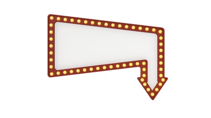Marquee light board sign retro on white background. 3d rendering