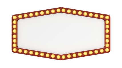 Marquee light board sign retro on white background. 3d rendering