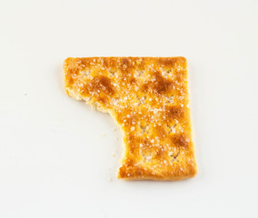 cream cracker on white isolated background