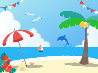 夏の海辺のベクターイラスト