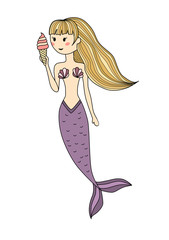 A mermaid isolated on white background.