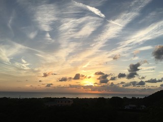 Hill Side View of Sunset in the Caribbean
