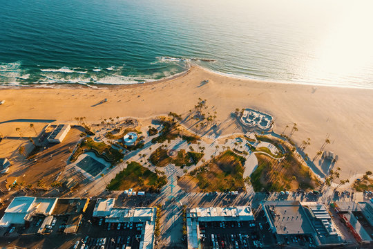 Aerial view of Venice Beach, CA