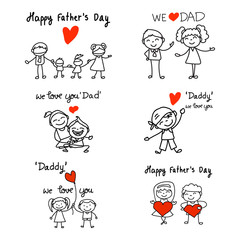 Hand drawing cartoon concept Happy Fathers Day.