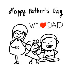 hand drawing concept cartoon character happy fathers day