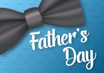 Illustration of Fathers Day Greeting Card. Realistic Bow Tie with Father Day Lettering