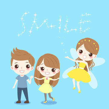 cartoon children with tooth fairy