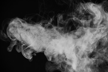 Beautiful storm cloud isolated on black background. Smoke from cigarettes. Vape.