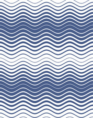 Halftone abstract waves texture. Vector seamless pattern. Blue and white background.