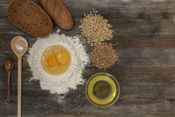 Bread and bake with spices on the kitchen table