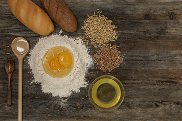 Bread and bake with spices on the kitchen table