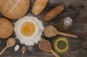 Bread and bake with spices on the kitchen table