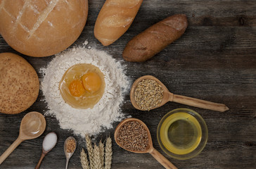 Bread and bake with spices on the kitchen table