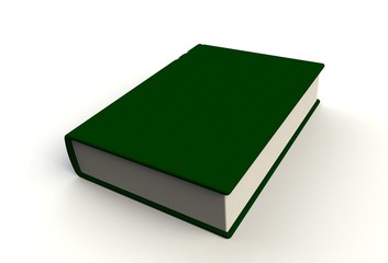 Blank green book cover on white background, 3D rendering