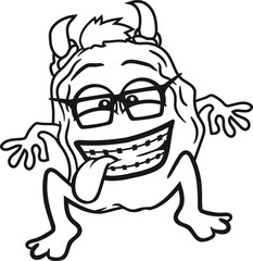 nerd geek schlau hornbrille zahnspange lustig frech freak schleimig ekelig schleim glibber monster klein frech böse horror comic cartoon