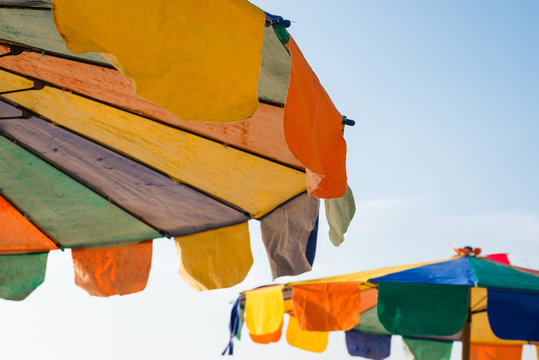 Colorful parasol on the beach