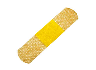 Close up of adhesive plaster isolated on white background