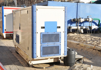 Diesel Portable Generator. Close up on Mobile Diesel Backup Generator. Diesel  Standby Generator -...