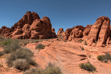 Fototapeta na wymiar Ancient Red Rock Formations. Nevada, Valley Of Fire