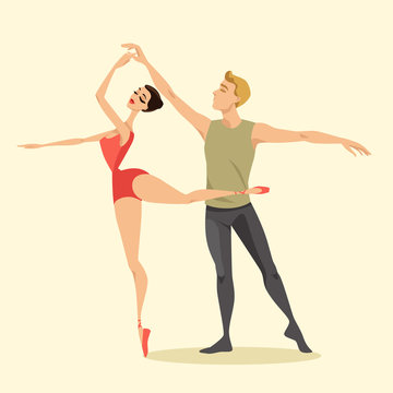 Beautiful young couple of ballet dancers. 