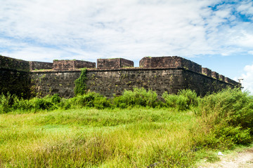 Walls of a fortress of Sao Jose de Macapa in city Macapa, Brazil