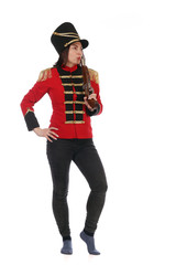 Pretty girl in the costume of a hussar