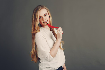 Fototapeta premium girl with fruit