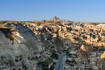 Fototapeta na wymiar Top view of Goreme town in the morning. Cappadocia. Turkey