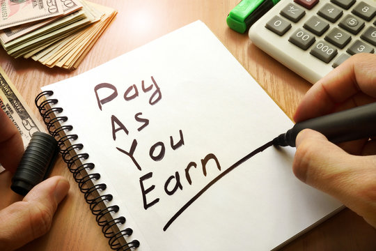 Pay As You Earn &ndash; PAYE written in a note.