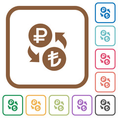 Ruble Lira money exchange simple icons