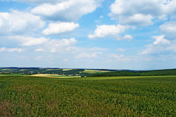 Cloudy sky above field at Austrian-Czech border