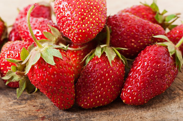 Strawberry on an old wooden background