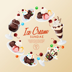 Ice Cream Sundae  : Vector Illustration - 158443946