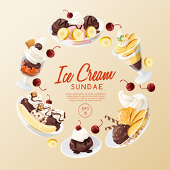 Ice Cream Sundae  : Vector Illustration