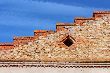 Wall of Medzhybizh castle, Ukraine. Medzhybizh Castle, built as a bulwark against Ottoman expansion...