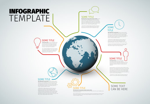 Vector Infographic report template with globe