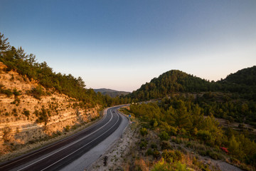 Winding Road at Sunset