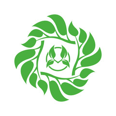 Eco lifestyle concepts illustration. Abstract deciduous frame. A frame from branches with leaves. Decorative deciduous element.