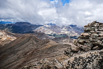 Fototapeta na wymiar cairn on top of mountain