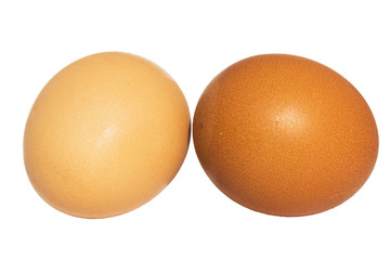 Two eggs. Isolated on white background