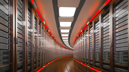 Modern datacenter. Cloud computing. 3d rendering