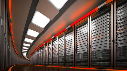 Modern datacenter. Cloud computing. 3d rendering